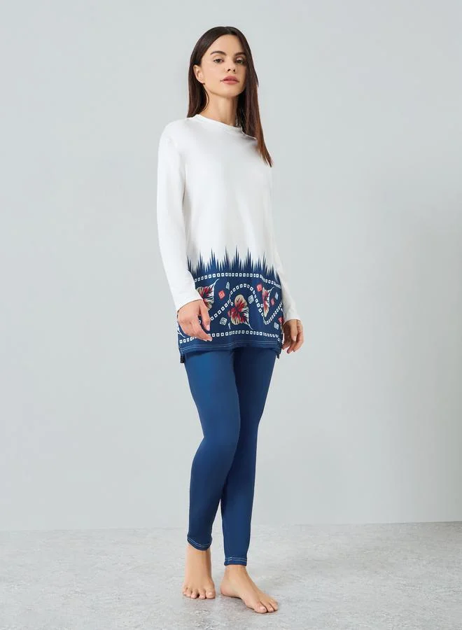 تايك تو طقم بيجاما وبلوزة بأكمام طويلة وفتحة جانبية